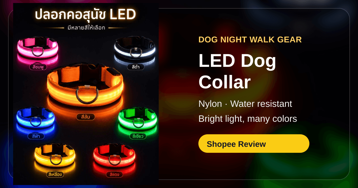 ปลอกคอสุนัขไฟ LED หลายสีสำหรับเดินเล่นกลางคืน